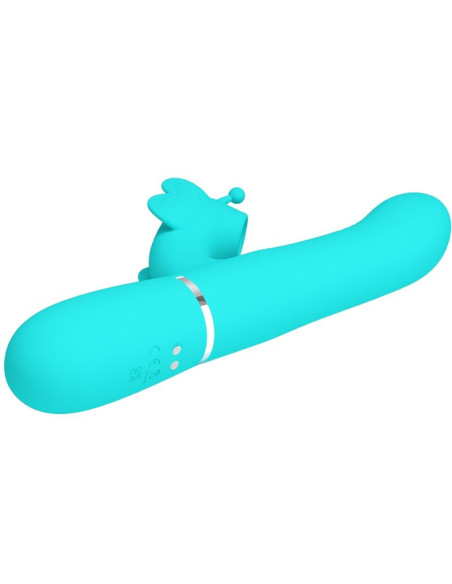 PRETTY LOVE - MULTIFUNCTION RABBIT VIBRATOR 4 IN 1 BUTTERFLY AQUA GREEN