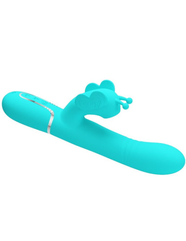 PRETTY LOVE - MULTIFUNCTION RABBIT VIBRATOR 4 IN 1 BUTTERFLY AQUA GREEN
