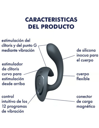 SATISFYER - G FOR GODDESS 1 SU KLITORIAUS MASAŽUOKLIU TAMSI PILKAS