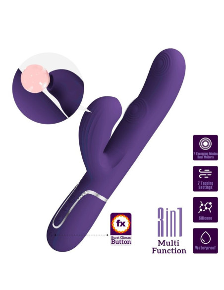 PRETTY LOVE - PERLITA G-SPOT VIBRUOJAMAS 3 IN 1 DAUGIAFUNKCIS VIOLETINIS