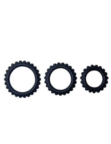 BAILE - TITAN SET 3PCS COCK RING BLACK 2.8 2.4 1.9 CM