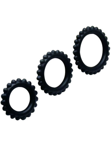 BAILE - TITAN SET 3PCS COCK RING BLACK 2.8 2.4 1.9 CM