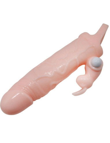 BAILE - BRAVE MAN PENIS COVER WITH RABBIT AND DOUBLE ENGINE FLESH 16.5 CM
