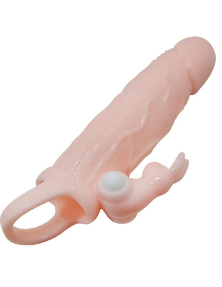 BAILE - BRAVE MAN PENIS COVER WITH RABBIT AND DOUBLE ENGINE FLESH 16.5 CM