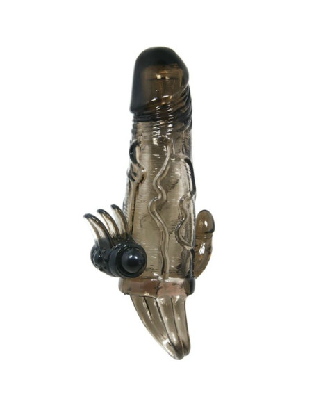 BAILE - BRAVE MAN PENIS COVER WITH CLIT AND ANAL STIMULATION DOUBLE BULLET BLACK 16.5 CM