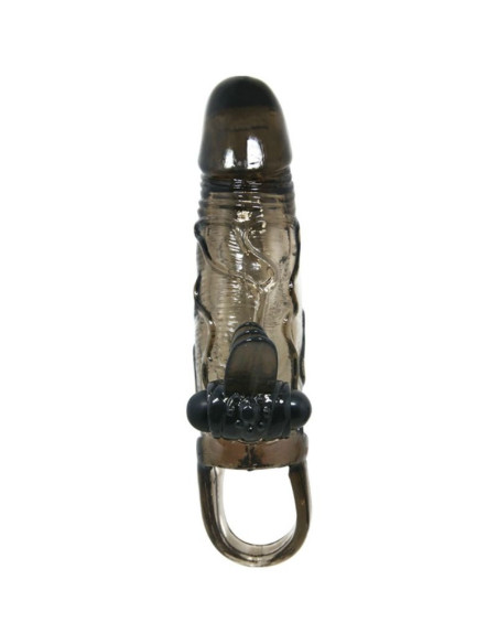 BAILE - BRAVE MAN PENIS COVER WITH CLIT AND ANAL STIMULATION DOUBLE BULLET BLACK 16.5 CM