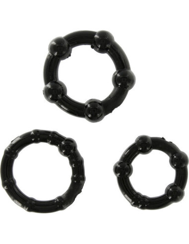 SEVEN CREATIONS - SET OF THREE BLACK PENIS RINGS