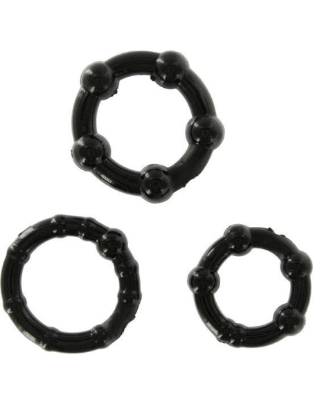 SEVEN CREATIONS - SET OF THREE BLACK PENIS RINGS