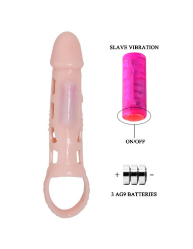 BAILE - PENIS EXTENDER COVER WITH VIBRATION AND NATURAL STRAP 13.5 CM