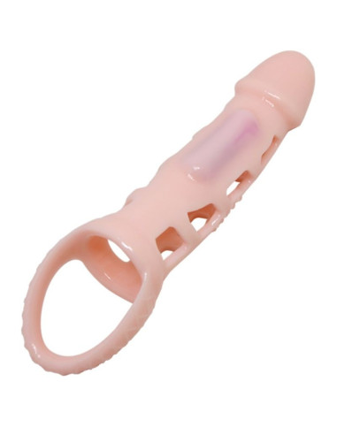 BAILE - PENIS EXTENDER COVER WITH VIBRATION AND NATURAL STRAP 13.5 CM