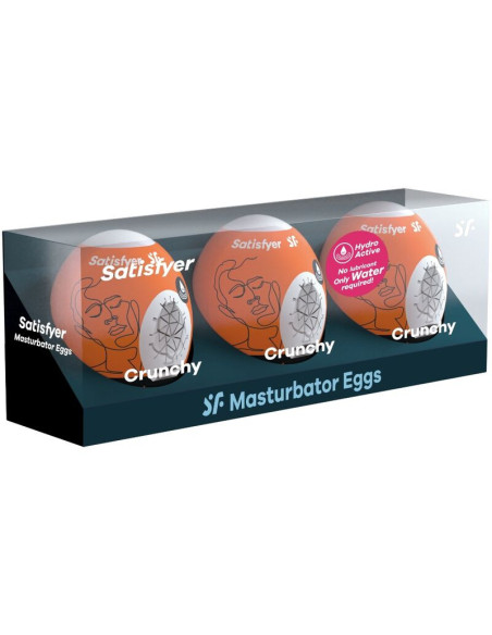 SATISFYER - 3 MASTURBATOR EGGS NAUGHTY, SAVAGE and CRUNCHY