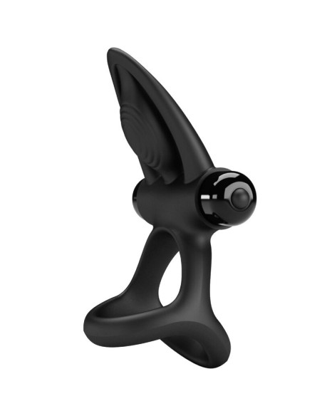 PRETTY LOVE - VIBRUOJAMAS ŽIEDAS 10 VIBRAVIMŲ IŠ JUODO SILIKONIO