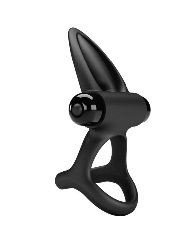 PRETTY LOVE - VIBRUOJAMAS ŽIEDAS 10 VIBRAVIMŲ IŠ JUODO SILIKONIO