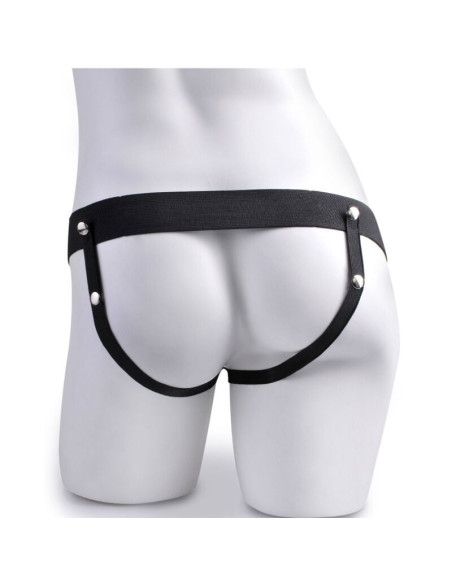 FETISH FANTASY SERIES - ADJUSTABLE HARNESS REMOTE CONTROL REALISTIC PENIS WITH RECHARGEABLE TESTICLES AND VIBRATOR 15 CM