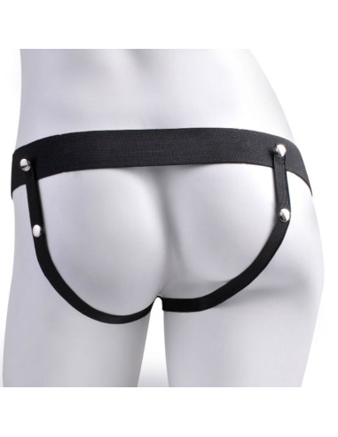 FETISH FANTASY SERIES - ADJUSTABLE HARNESS REALISTIC PENIS WITH BALLS RECHARGEABLE AND VIBRATOR 17.8 CM