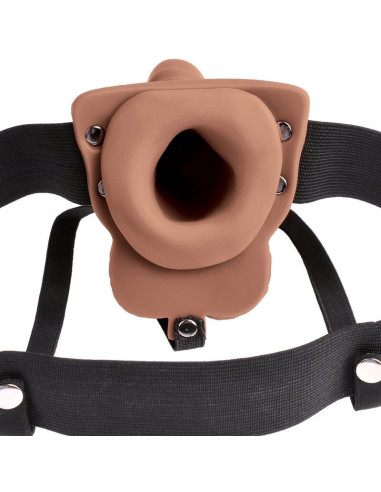 FETISH FANTASY SERIES - ADJUSTABLE HARNESS REALISTIC PENIS WITH RECHARGEABLE TESTICLES AND VIBRATOR 15 CM