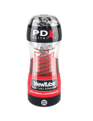 PDX ELITE - STROKER VAIZDO VAMZDIS 2 SPIRALINIS SUSPAUDIMAS SKAIDRUS