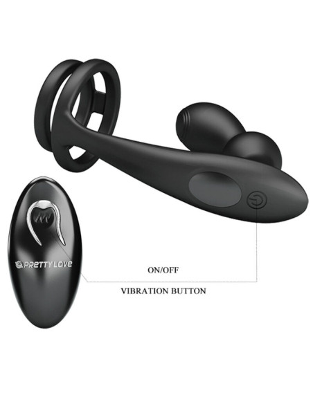 PRETTY LOVE - MARSHALL PENIS RING WITH VIBRATORY ANAL PLUG WITH REMOTE CONTROL