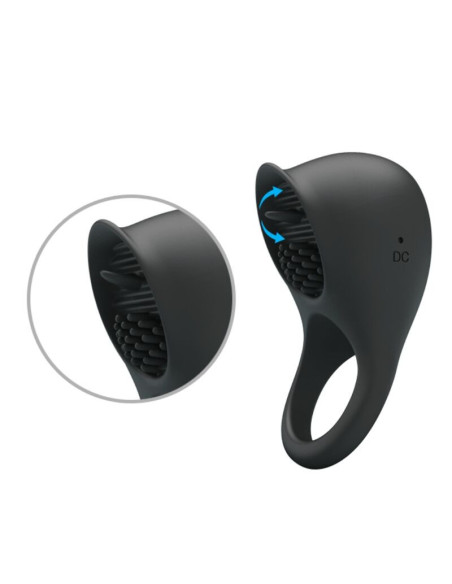 PRETTY LOVE - VIBRATING PENIS RING WITH BLACK TONGUE
