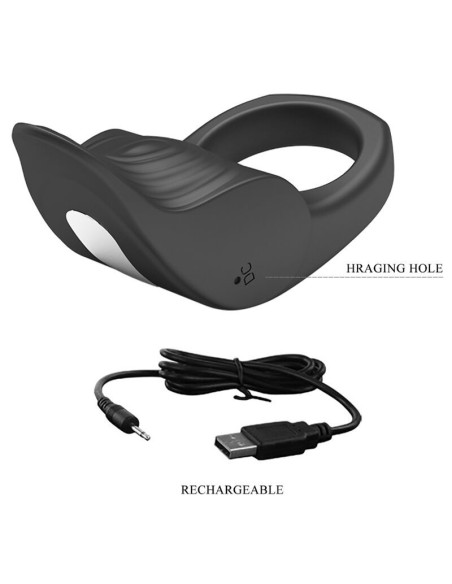 PRETTY LOVE - SUSANNA vibruojantis penio žiedas, juodas