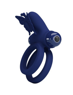 PRETTY LOVE - JAMELE DOUBLE RING WITH VIBRATION and BUTTERFLY STIMULATOR BLUE 2