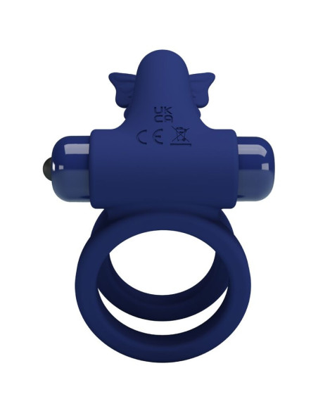 PRETTY LOVE - JAMELE DOUBLE RING WITH VIBRATION and BUTTERFLY STIMULATOR BLUE