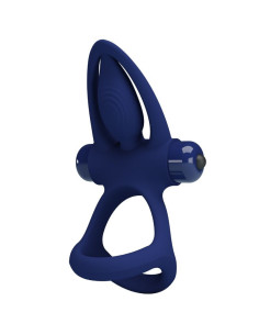 PRETTY LOVE - MAT DOUBLE RING WITH VIBRATION and STIMULATOR BLUE