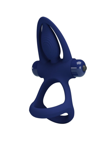 PRETTY LOVE - MAT DOUBLE RING WITH VIBRATION and STIMULATOR BLUE