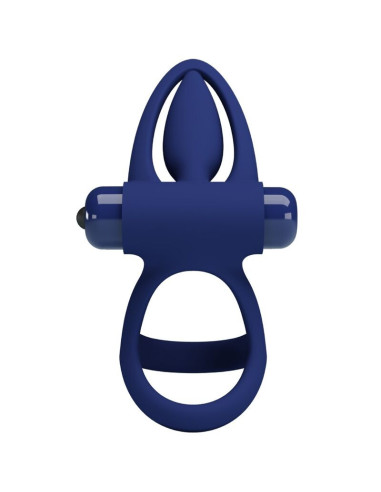 PRETTY LOVE - MAT DOUBLE RING WITH VIBRATION and STIMULATOR BLUE