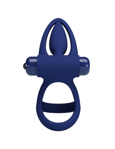 PRETTY LOVE - MAT DOUBLE RING WITH VIBRATION and STIMULATOR BLUE