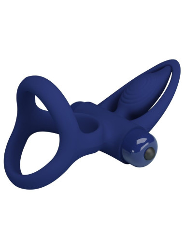 PRETTY LOVE - MAT DOUBLE RING WITH VIBRATION and STIMULATOR BLUE