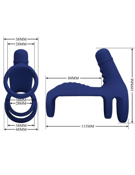 PRETTY LOVE - ELISH VIBRUOJAMAS ŽIEDAS SU PRILĘSTIMU MĖLYNAS
