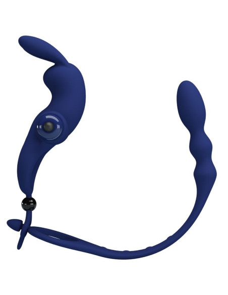 PRETTY LOVE - AYAD RABBIT VIBRATOR RING WITH PLUG BLUE
