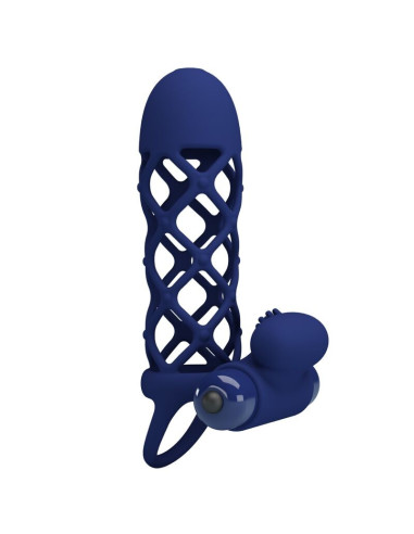 PRETTY LOVE - GIANN VIBRATOR RING WITH SILICONE SHEATH BLUE