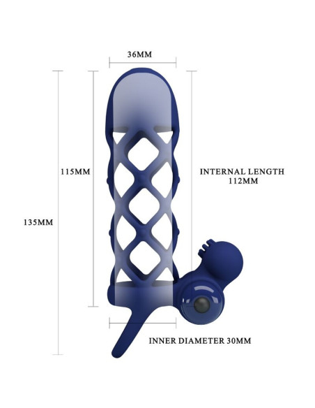 PRETTY LOVE - GIANN VIBRATOR RING WITH SILICONE SHEATH BLUE