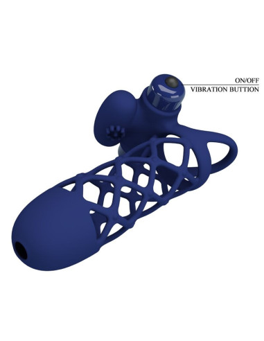 PRETTY LOVE - GIANN VIBRATOR RING WITH SILICONE SHEATH BLUE
