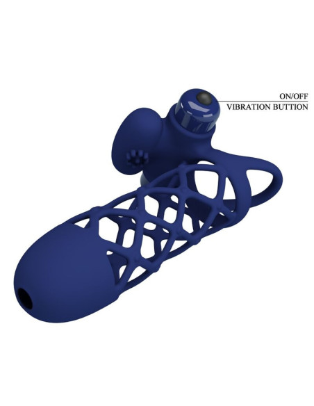 PRETTY LOVE - GIANN VIBRATOR RING WITH SILICONE SHEATH BLUE