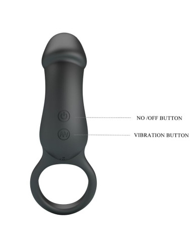 PRETTY LOVE - TRAE VIBRATING BLACK RING WITH STIMULATOR
