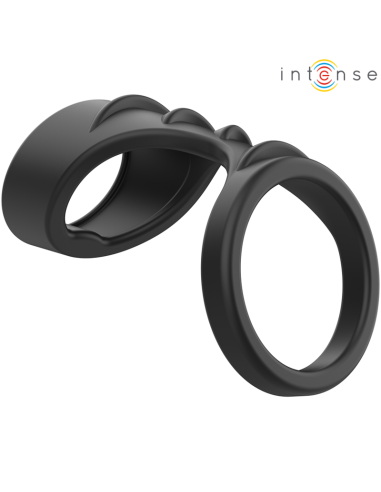 INTENSE - THEO DOUBLE SILICONE PENIS RING BLACK MODEL 3