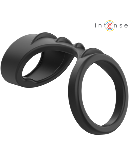 INTENSE - THEO DOUBLE SILICONE PENIS RING BLACK MODEL 3