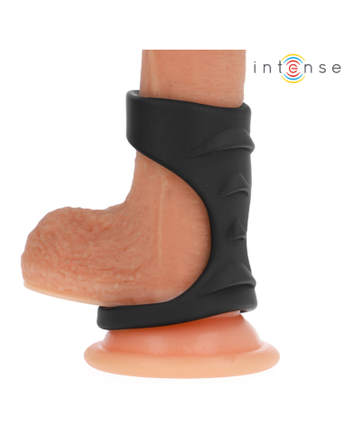 INTENSE - THEO DOUBLE SILICONE PENIS RING BLACK MODEL 3