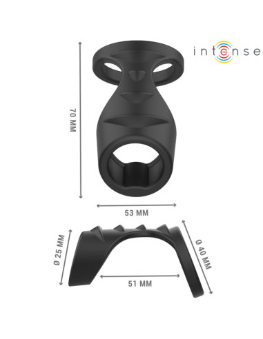 INTENSE - THEO DOUBLE SILICONE PENIS RING BLACK MODEL 3