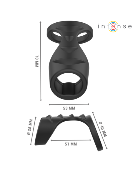 INTENSE - THEO DOUBLE SILICONE PENIS RING BLACK MODEL 3