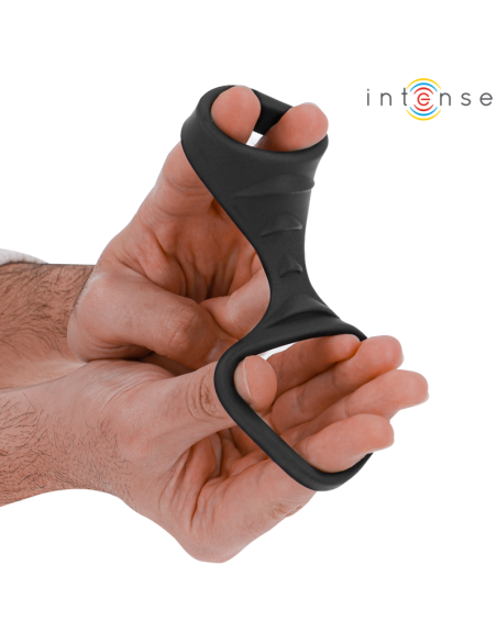 INTENSE - THEO DOUBLE SILICONE PENIS RING BLACK MODEL 3