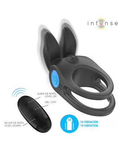 INTENSE - SAM VIBRATOR DOUBLE PENIS RING 10 VIBRATIONS BLACK