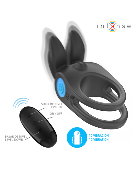 INTENSE - SAM VIBRATOR DOUBLE PENIS RING 10 VIBRATIONS BLACK