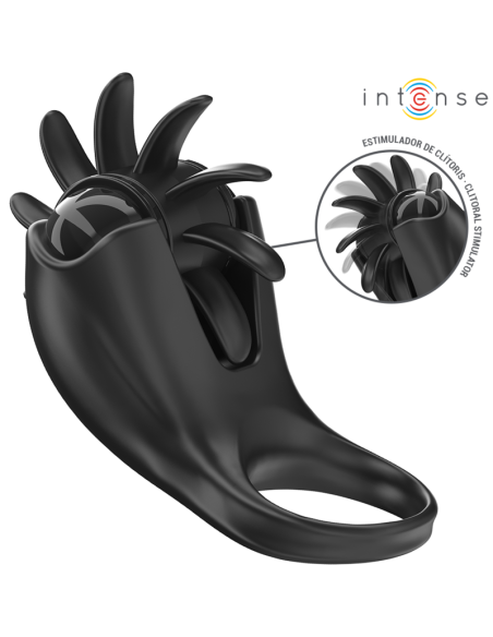 INTENSE - MABEL VIBRATING RING 10 VIBRATIONS WITH CLITORIS STIMULATOR BLACK