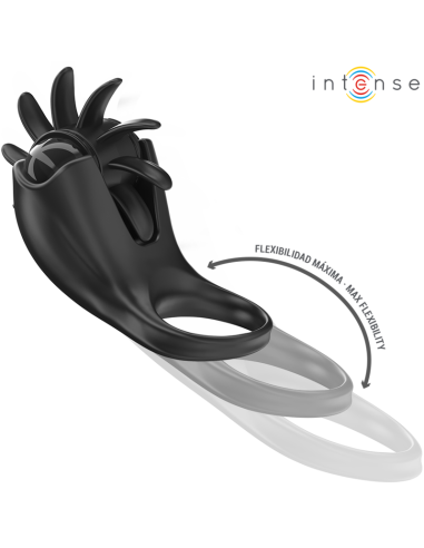 INTENSE - MABEL VIBRATING RING 10 VIBRATIONS WITH CLITORIS STIMULATOR BLACK
