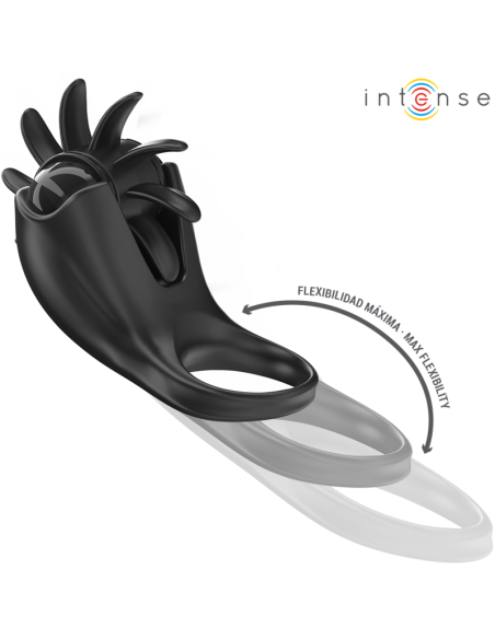 INTENSE - MABEL VIBRATING RING 10 VIBRATIONS WITH CLITORIS STIMULATOR BLACK