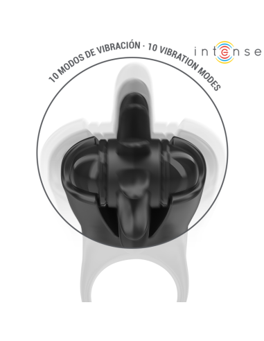 INTENSE - MABEL VIBRATING RING 10 VIBRATIONS WITH CLITORIS STIMULATOR BLACK